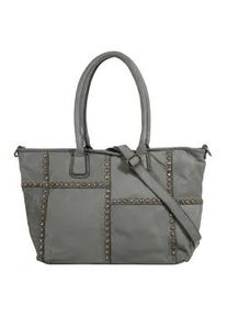 Shopper Samantha Look Gr. B/H/T: 48cm x 28cm x 15cm onesize, grau Damen Taschen echt Leder, Made in Italy