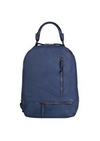 Cityrucksack Samantha Look, Damen, Gr. B/H/T: 27cm x 36cm x 13cm, onesize, blau, Leder, Rindsleder, Retro, Rucks&auml;cke Cityrucksack, echt Leder, Made in Italy