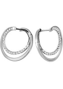 Paar Creolen Firetti "Schmuck Geschenk Silber 925 Ohrschmuck geschwungen glitzernd" Ohrringe Gr. Silber 925 (Sterlingsilber), silberfarben (silberfarben, kristallweiß, kristallweiß) Damen mit Zirkonia (synth.)