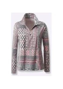 Langarmshirt Classic Basics "Winter-Shirt" Gr. 54, lila (mauve, grau, bedruckt) Damen Shirts