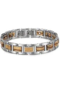 Gliederarmband Firetti "Schmuck Geschenk, XYLO" Armbänder Gr. Edelstahl-Holz, braun (edelstahlfarben, braun) Herren Gliederarmband