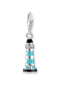 Charm-Einhänger Thomas Sabo "Leuchtturm Silber, 1995-007-7" Charms schwarz (silberfarben, türkis, schwarz) Damen