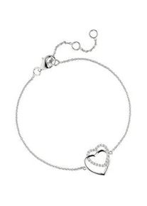 Silberarmband Jobo "Armband Herzen" Armbänder Gr. Silber 925 (Sterlingsilber), silberfarben (silber 925) Damen 925 Silber mit Zirkonia 18,5 cm