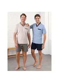 wäschepur Shorty WÄSCHEPUR Gr. 48/50, blau (marine + anthrazit) Herren Homewear-Sets