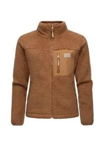 Plüschjacke Ragwear "Alaris" Gr. 6XL (52), braun Damen Jacken Kuschelige Fleecejacke mit Brusttasche