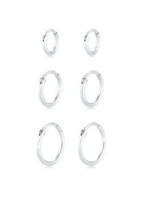 Ohrring-Set Elli "Creolen Set Trio Basic Must-Have Trend 925 Silber" Ohrringe Gr. OneSize, ohne Stein, Silber 925 (Sterlingsilber), silberfarben (silber) Damen