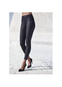 Leggings Lascana Gr. 40/42, N-Gr, schwarz Damen Hosen mit schimmerndem Alloverdruck