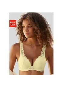 Push-up-BH Lascana Gr. 75, Cup AA, gelb (vanille) Damen BHs Push-up-BH BH Spitzen-BH Spitzenwäsche rundherum aus wunderschöner, blumiger Spitze, Dessous