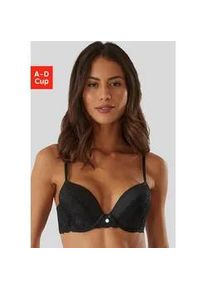 Push-up-BH s.Oliver "Adèle" Gr. 75, Cup D, schwarz Damen BHs mit graphischer Spitze und Metallaccessoire, Dessous