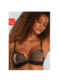 Push-up-BH JETTE Gr. 75, Cup B, schwarz (schwarz, caramel) Damen BHs in einzigartigem Blumen-Design, sexy Dessous