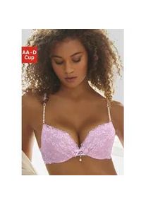 Push-up-BH Lascana Gr. 70, Cup D, rosa (rose, creme) Damen BHs mit einzigartigen Kunstperlen-Details, sexy Dessous