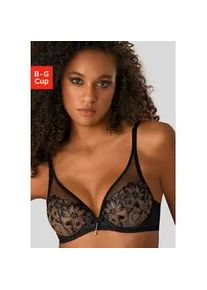 Bügel-BH JETTE Gr. 95, Cup G, schwarz (schwarz, caramel) Damen BHs in einzigartigem Blumen-Design, sexy Dessous