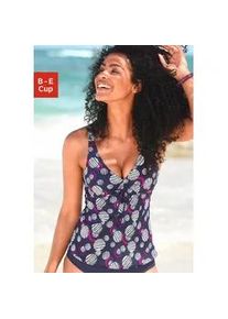 B&uuml;gel-Tankini Lascana, Damen, Gr. 50, Cup B, blau (marine, bedruckt), Polyamid, bedruckt, Bikini-Sets, figurfreundliche A-Form, unter der Brust regulierbar
