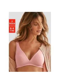 Bralette-BH Petite Fleur Gr. 85, Cup D, weiß (rose, weiß) Damen BHs ohne Bügel in High-Apex-Schnittform mit Zierborte, Basic Dessous