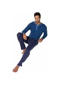 Pyjama AUTHENTIC LE JOGGER Gr. 60/62, blau (blau-gestreift-marine) Herren Homewear-Sets in langer Form