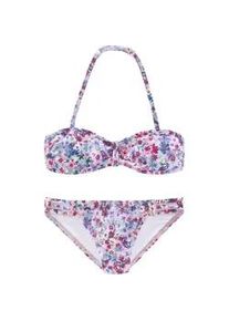 Bandeau-Bikini s.Oliver "Scatter Kids" Gr. 170/176, N-Gr, lila (lila-bedruckt) Kinder Bikini-Sets mit sommerlichem Blumendruck