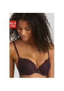 Push-up-BH Vivance Gr. 70, Cup D, lila (schwarz violet) Damen BHs rundherum mit floraler Spitze, Dessous