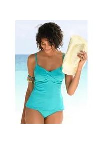 B&uuml;gel-Tankini-Top s.Oliver "Spain", Damen, Gr. 36, Cup C, blau (t&uuml;rkis), Microfaser, Microfaser, unifarben, Bikini-Oberteile, mit Wickeloptik