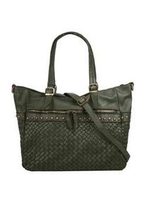 Shopper Samantha Look Gr. B/H/T: 40cm x 40cm x 13cm onesize, grün (dunkelgrün) Damen Taschen echt Leder, Made in Italy