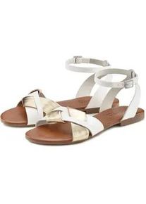 Sandale Lascana Gr. 38, weiß Damen Schuhe Sandalette, Sommerschuh aus hochwertigem Leder mit Metallic Optik