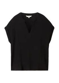 Tom Tailor Damen Loose Fit Bluse aus Viskose, schwarz, Uni, Gr. 36