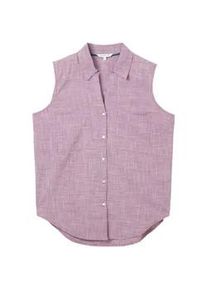 Tom Tailor Damen Ärmellose Bluse mit Brusttaschen, lila, Uni, Gr. 36