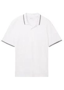 Tom Tailor DENIM Herren Basic Poloshirt, weiß, Uni, Gr. XXL