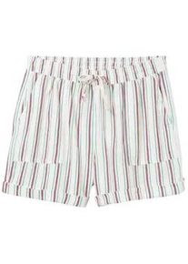 Tom Tailor DENIM Damen Shorts mit Leinen, weiß, Streifenmuster, Gr. XL