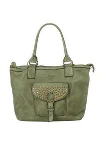 Shopper Samantha Look Gr. B/H/T: 40cm x 26cm x 14cm onesize, grün (mint) Damen Taschen echt Leder, Made in Italy