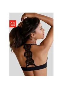 Push-up-BH Lascana "Alicia" Gr. 80, Cup D, schwarz Damen BHs Push-up-BH Spitzenrücken mit Stickerei Motiv, Dessous