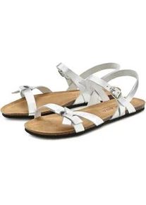 Sandale Lascana "Sommerschuh", Damen, Gr. 37, silber (silberfarben), Obermaterial: 100% Rindsleder. Decksohle: 100% Rindsleder. Laufsohle: 100% Synthetik, leicht gl&auml;nzend, unifarben, Schuhe Sandale, Sandalette, Sommerschuh aus Leder