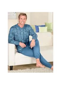 Schlafanzug Gr. 44/46, blau (blau-gemustert) Herren Homewear-Sets