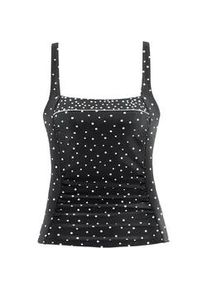 Tankini-Top Lascana "Leona" Gr. 48, Cup D, schwarz-weiß (schwarz, weiß) Damen Bikini-Oberteile mit Pünktchenprint