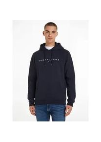 Kapuzensweatshirt Tommy Jeans "TJM REG LINEAR LOGO HOODIE EXT" Gr. S, blau (schwarz night navy) Herren Sweatshirts mit Kordel