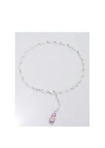 Fußkette mit Anhänger Firetti "Schmuck Geschenk Silber 925 Körperschmuck Zehentrenner Singapurkette" Fußkettchen Gr. Silber 925 (Sterlingsilber), bunt (silberfarben-pink) mit Zirkonia und pinkfarbenem Lack