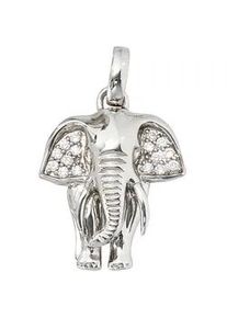 Ketten-Anhänger Jobo "Anhänger Elefant" Schmuckanhänger Gr. Silber 925 (Sterlingsilber), silberfarben (silber 925) Damen 925 Silber mit Zirkonia