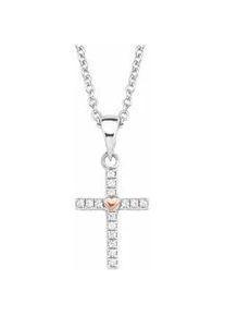 Kette mit Anhänger s.Oliver JUNIOR "Halskette Herz Kreuz, 2018528" Halsketten Gr. Silber 925 (Sterlingsilber), L: 40cm B: 1,2mm, rosegold (silber, 925, roségoldfarben) Mädchen mit Zirkonia (synth.)