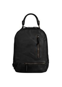 Cityrucksack Samantha Look, Damen, Gr. B/H/T: 27cm x 36cm x 13cm, onesize, schwarz, Leder, Rindsleder, Retro, Rucks&auml;cke Cityrucksack, echt Leder, Made in Italy