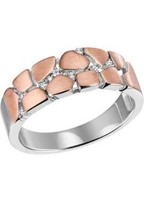 Fingerring Firetti "Schmuck Geschenk Silber 925 Silberring Leopardenmuster" Fingerringe Gr. 56, Silber 925 (Sterlingsilber), 3,8mm, rosegold (silberfarben, roségoldfarben, kristallweiß, kristallweiß) Damen mit Zirkonia (synth.)