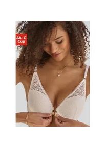 Push-up-BH Vivance Gr. 90, Cup AA, beige (cream) Damen BHs aus Spitze in hübscher Blätterform mit Vorderverschluss, Dessous