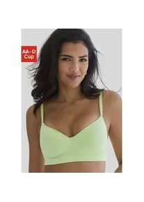 Push-up-BH Lascana "COMFY BRA" Gr. 90, Cup B, grün (hellgrün) Damen BHs mit Bügel aus weicher Baumwollmischung, Dessous