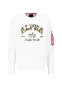 Sweater Alpha Industries "Alpha Industries Men - Sweatshirts College Camo Sweater" Gr. S, weiß Herren Sweatshirts