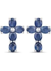 Paar Ohrstecker VIRA JEWELS "925-Sterling Silber rhodiniert Glänzend Saphir Blau" Ohrringe Gr. ONE-SIZE, 2,0 ct, Silber 925 (Sterlingsilber), weiß (weiß, blau) Damen