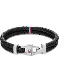 Armband Tommy Hilfiger "Schmuck Edelstahl Armschmuck Lederarmband" Armbänder Gr. Leder-Edelstahl, grau (schwarz, edelstahlfarben) Herren