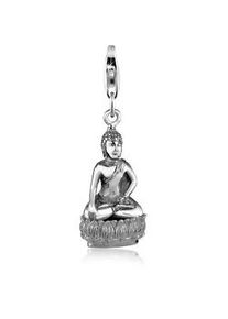 Charm-Einhänger NENALINA "Buddha Karma Talisman Trend Symbol 925 Silber" Charms Gr. ohne Stein, silberfarben (silber) Damen