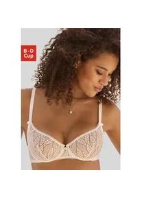 Bügel-BH Vivance Gr. 100, Cup B, beige (cream) Damen BHs aus transparenter Spitze in Blätterform, Dessous