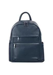 Cityrucksack Samantha Look Gr. B/H/T: 24cm x 30cm x 9cm, blau Rucksäcke echt Leder, Made in Italy