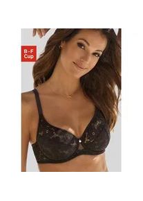 Bügel-BH Nuance Gr. 80, Cup B, schwarz Damen BHs aus elastischer Jacquardspitze mit Trägern in Satin-Optik, Dessous