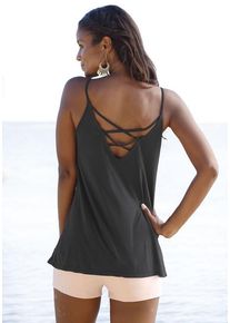 Lascana Strandtop schwarz Gr. 32/34 für Damen. Mit V-Ausschnitt. Figurumspielend