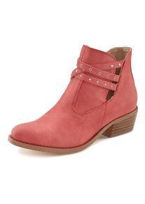 Westernstiefelette Lascana, Damen, Gr. 36, rot, Obermaterial: 100% Lederimitat. Futter: 100% Lederimitat. Decksohle: 100% Lederimitat. Laufsohle: 100% Synthetik, unifarben, casual, Schuhe Ankleboots Cowboyboots, Cowboy Boots, Ankle Stiefelette mit Zierbändern & Blockabsatz VEGAN